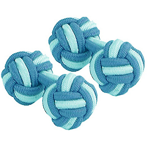 Sky Blue and White Silk Knot Cufflinks - £2 | Clermont Direct