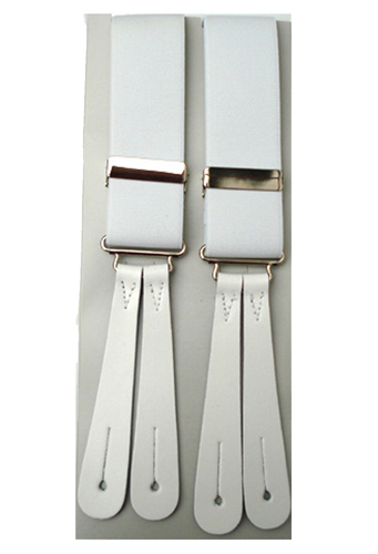 White Gentlemens Leather End Braces - £14